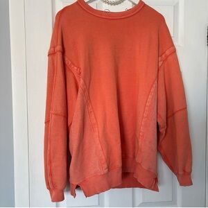 Aerie || Coral Orange Oversized Crewneck Sweatshirt